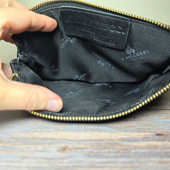 A Bellucci Womens Genuine Black  Leather Made in Italy Small Bag Clutch Pouch - Picture 4 of 6